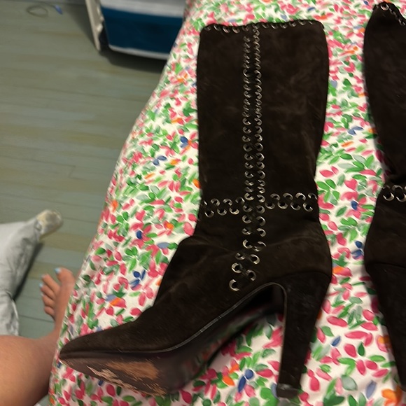 Prada Brown suede high leather boots - Picture 3 of 7